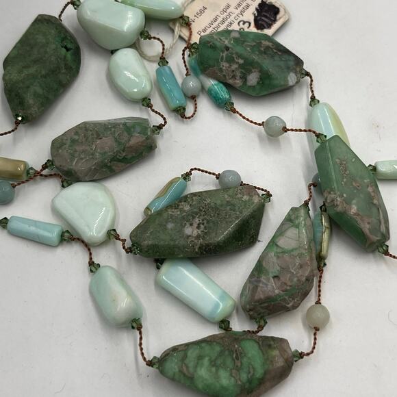 Margo Morrison Peruvian Opal, Variscite Swarovski Crystal 925 Necklace 35” New - Picture 11 of 14